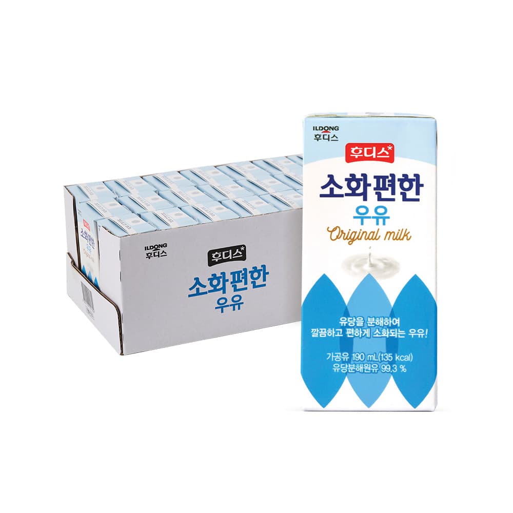 후디스 소화 편한 우유 오리지널, 190ml, 24개
