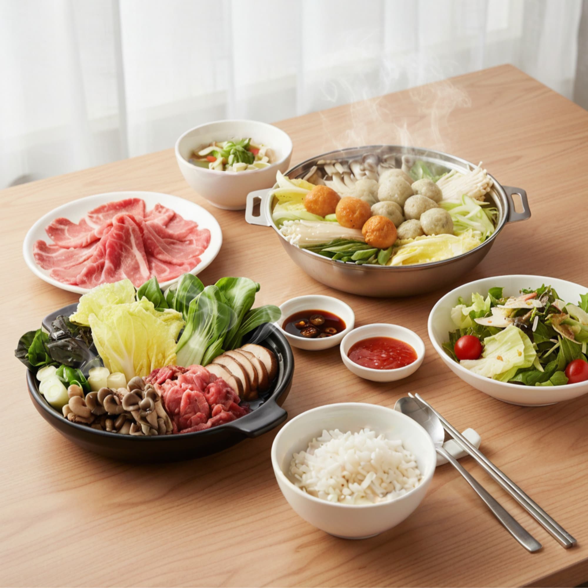 채선당 소고기 샤브샤브, 895g, 1개 + 굴림만두전골, 790g, 1개