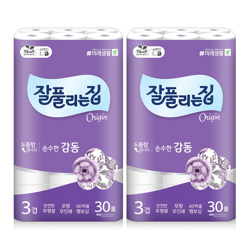잘풀리는집 순수한감동 화장지, 3겹, 25m, 30롤, 2팩