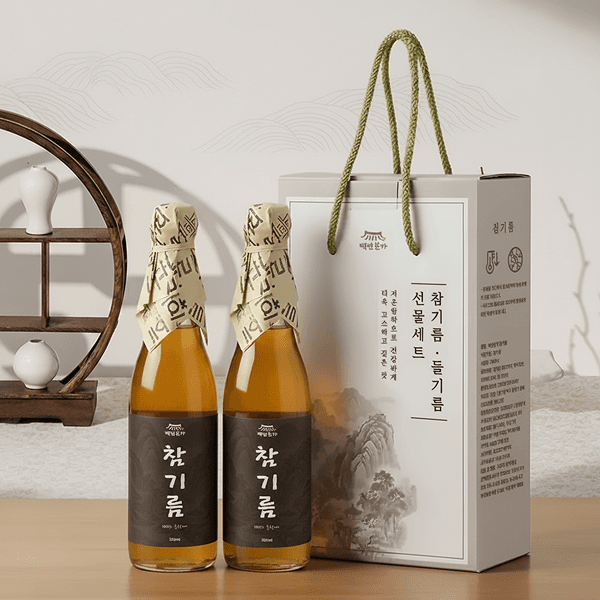 백년본가 통 참깨 참기름 선물세트, 350ml, 2개입, 1세트