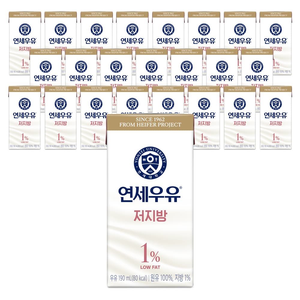 연세우유 멸균우유, 저지방, 190ml, 24개