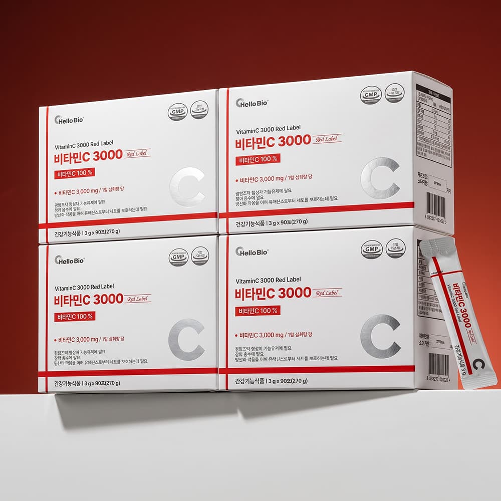 헬로바이오 비타민C 3000 레드라벨, 3g, 90포, 4박스