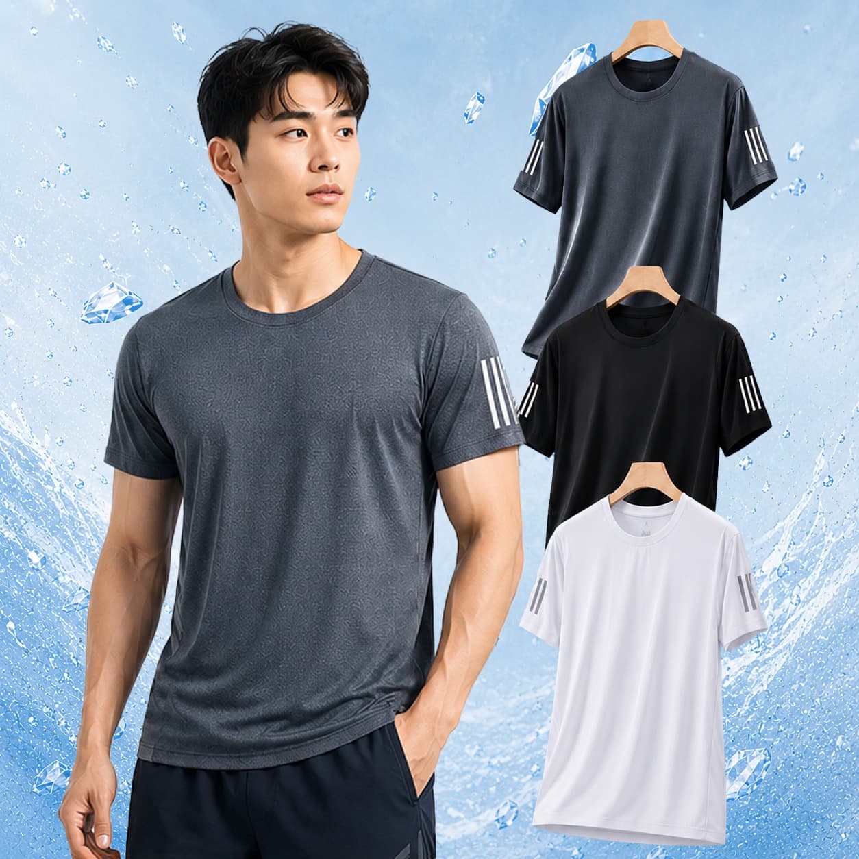 남여 공용 쿨링 기능성 반팔티, 블랙, 2XL, 3개