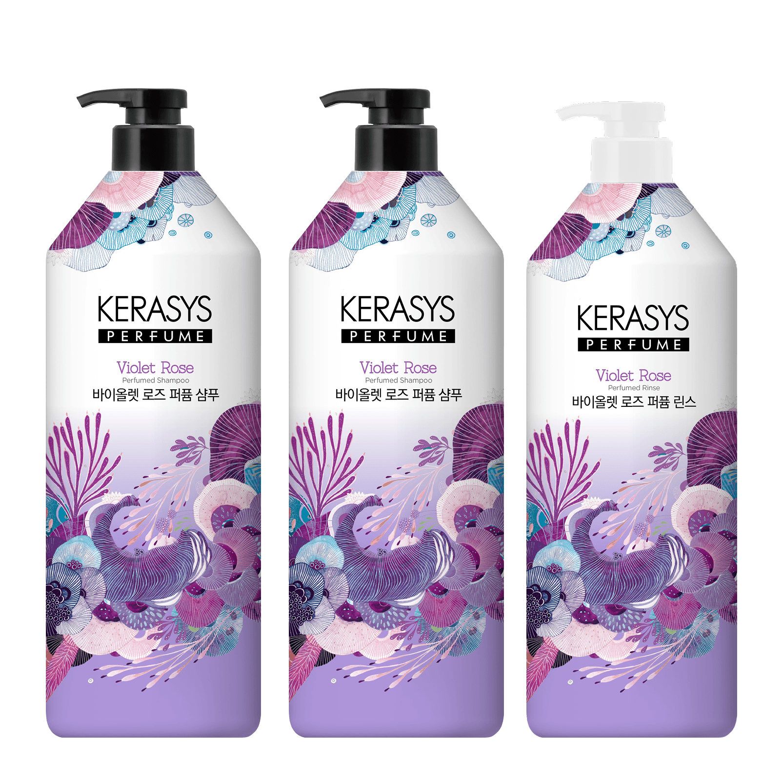 케라시스 퍼퓸 바이올렛 로즈 샴푸, 1L, 2개 + 린스, 1L, 1개