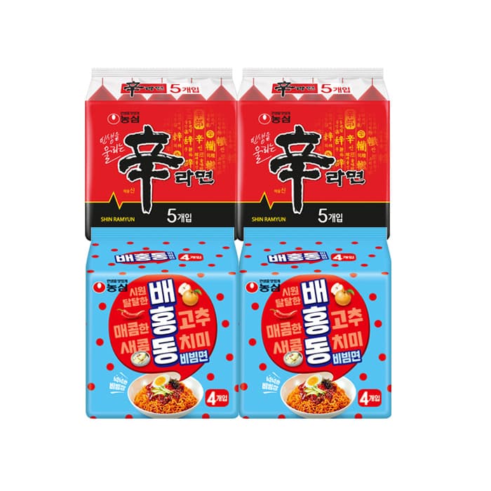 농심 신라면 10개 + 배홍동비빔면 8개, 1박스