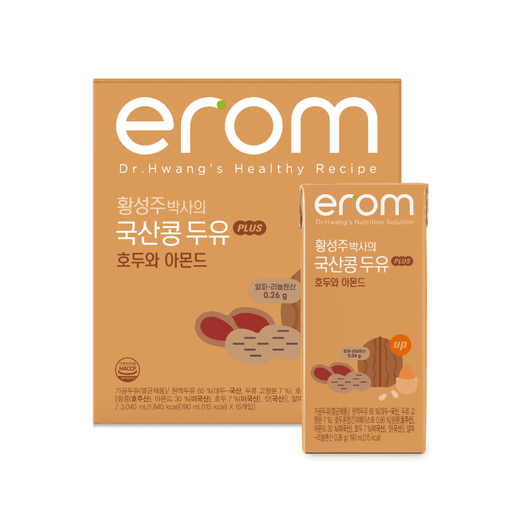 이롬 국산콩 두유 플러스, 호두와 아몬드, 190ml, 16개