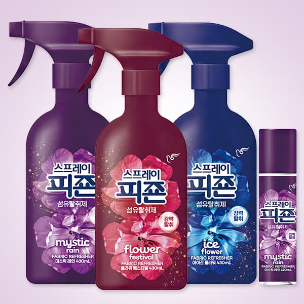 피죤 스프레이 섬유탈취제, 미스틱레인 430ml 1개 + 플라워페스티벌 430ml 1개 + 아이스플라워 430ml 1개, 3개