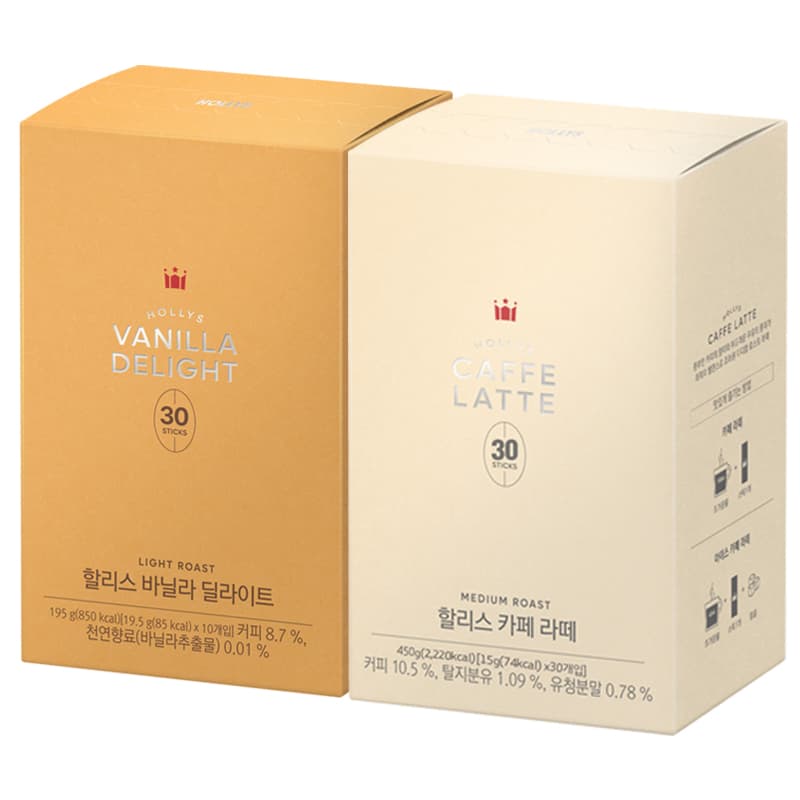 할리스 바닐라딜라이트, 19.5g, 30개입, 1개 + 카페라떼, 15g, 30개입, 1개