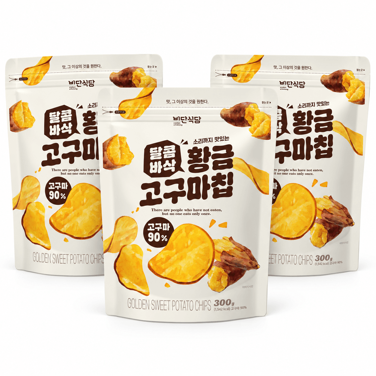 비단식당 달콤바삭 황금고구마칩, 300g, 3개