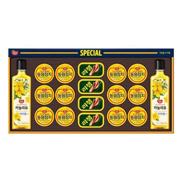 동원 스페셜 선물세트 W호, 라이트 스탠다드 90g 12개 + 리챔 오리지널 120g 4개 + 카놀라유 480ml 2개, 1세트