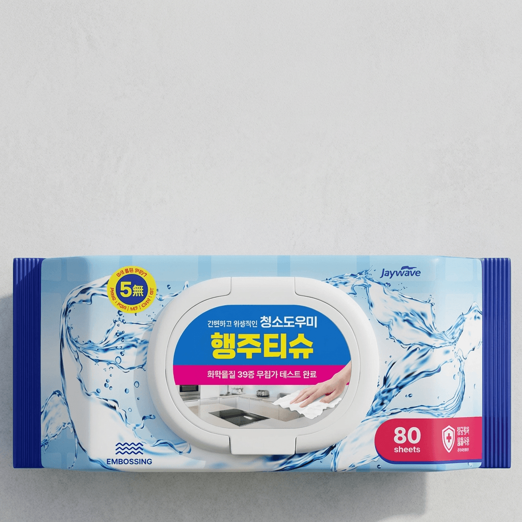 크린웨이브 청소도우미 행주 티슈 캡형, 80매, 10팩