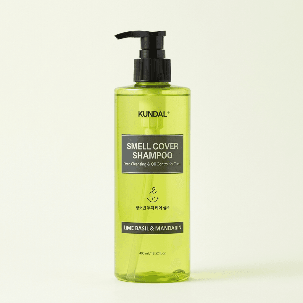 쿤달 올데이 스멜커버 청소년 샴푸, 라임바질 앤 만다린, 400ml, 1개 + 증정 샴푸, 랜덤향, 400ml, 1개
