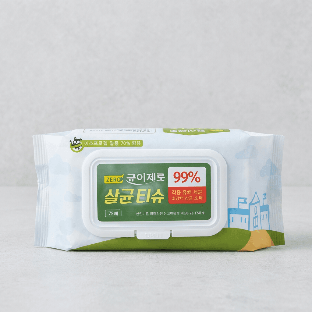 균이제로 살균 손소독티슈, 75매, 5팩
