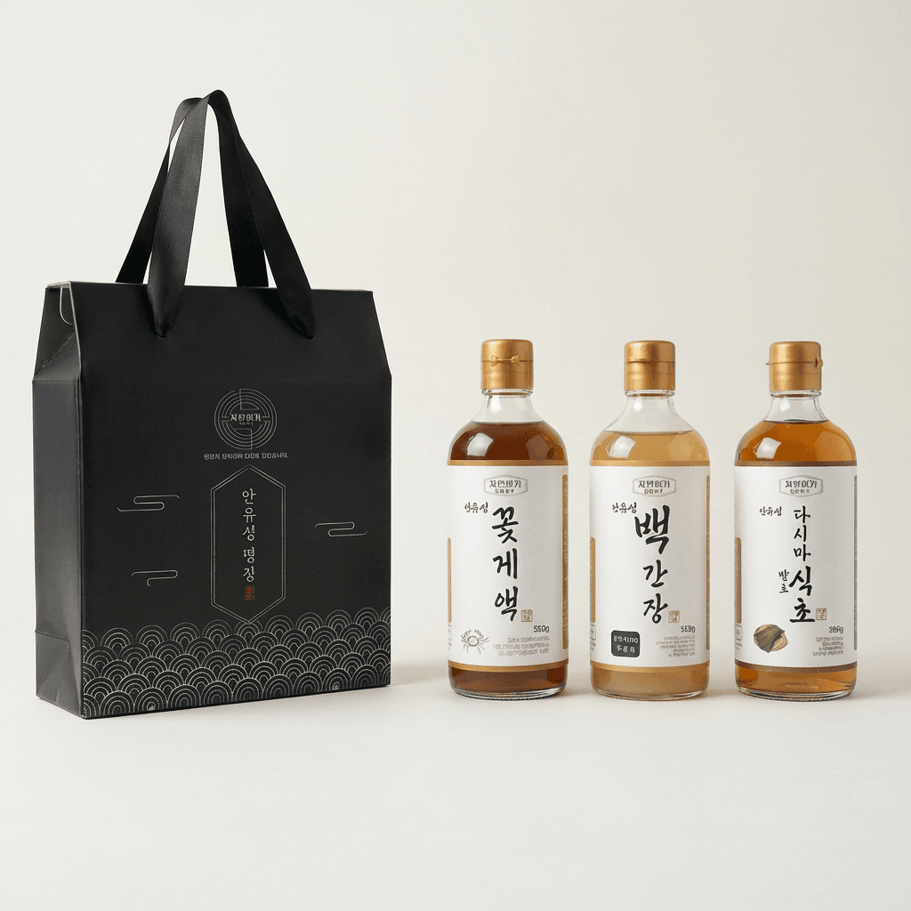 자연미가 안유성 백간장, 560g, 1개 + 꽃게액, 560g, 1개 + 다시마발효식초, 560g, 1개