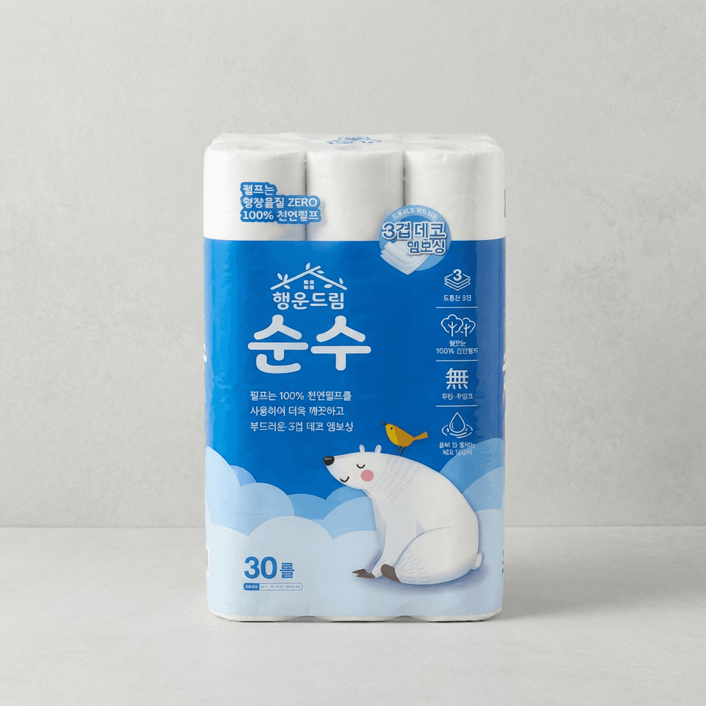 행운드림 순수 화장지, 3겹, 18m, 30롤, 2팩