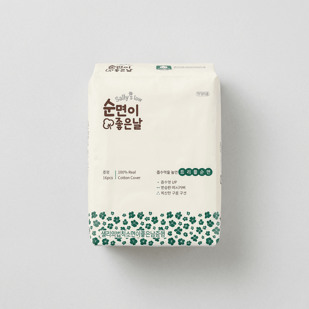 샐리의법칙 트리플 순면이좋은날 생리대, 중형, 16매, 5팩