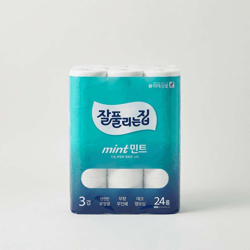 잘풀리는집 민트 3겹 화장지, 24롤, 27m, 3팩