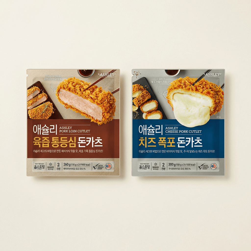 애슐리 육즙 통등심 돈카츠, 260g, 1개 + 치즈 폭포 돈카츠, 300g, 1개