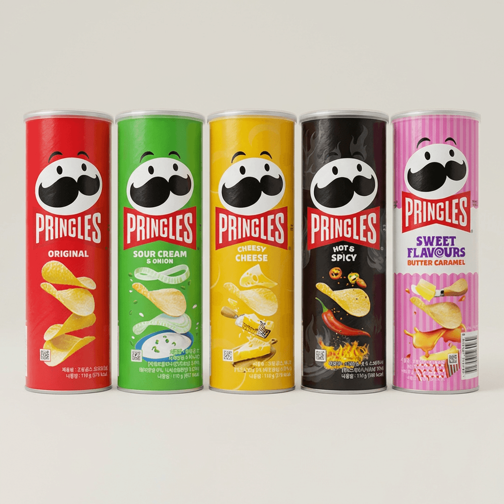 프링글스, 오리지날 1개 + 양파 1개 + 매운 1개 + 치즈 1개 + 버터 1개, 110g, 5개