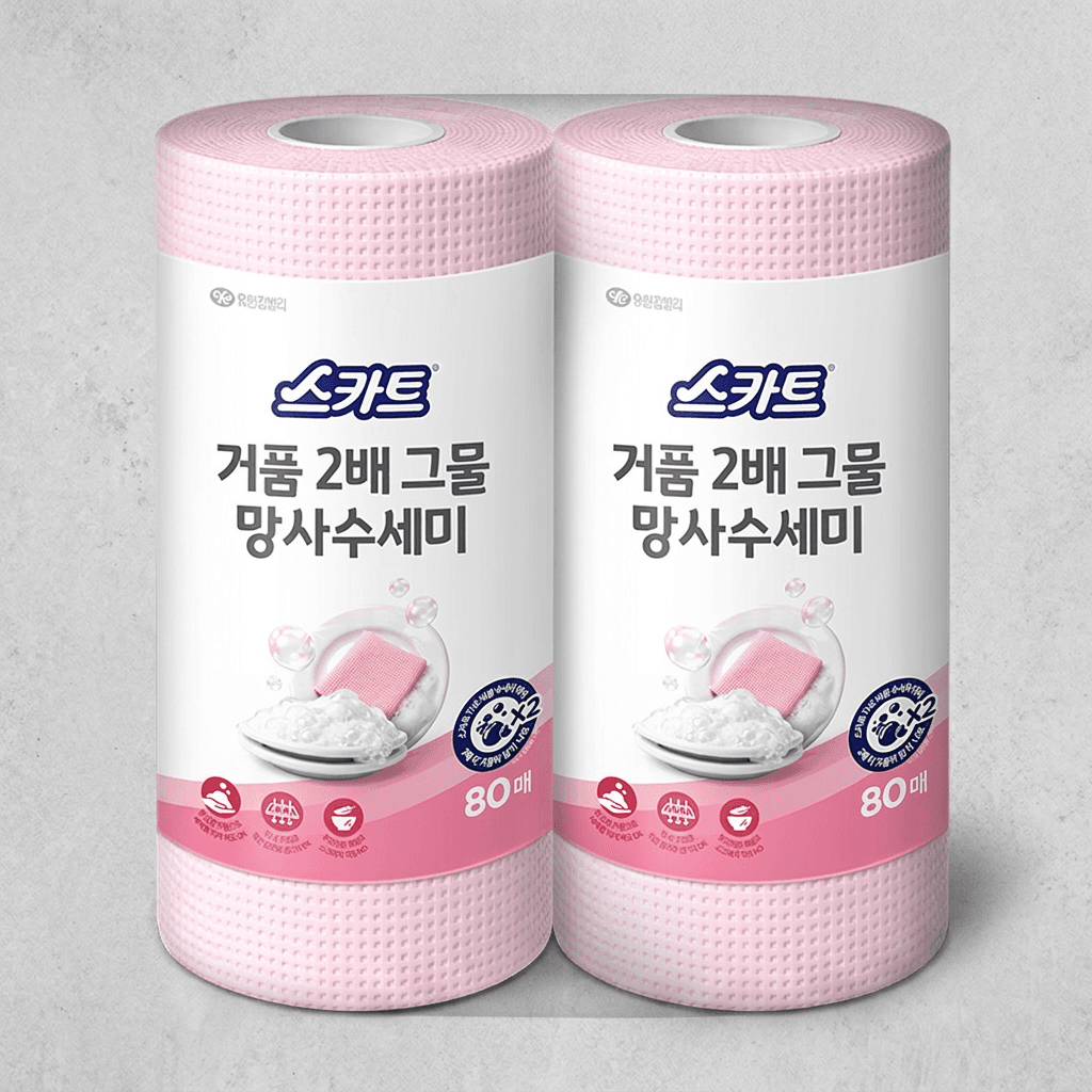 유한킴벌리 스카트 거품 2배 그물 망사 수세미, 80매, 2개입, 1팩