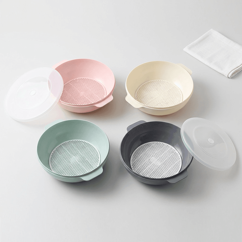 가쯔 쿡스 전자레인지 찜기, 다크그레이, 1L, 2개