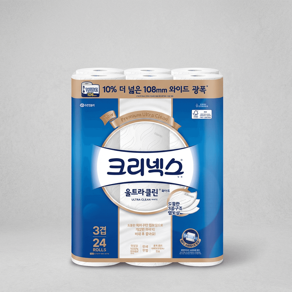 크리넥스 울트라클린 화이트 와이드 광폭, 3겹, 30m, 24롤, 2팩
