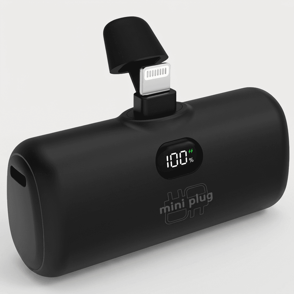 미니플러그 도킹형 미니 보조배터리 EB612, 5000mAh, 8핀, 블랙, 1개