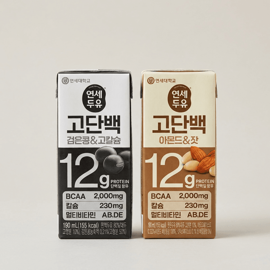 연세두유 고단백, 검은콩&고칼슘 190ml 24팩 + 아몬드&잣 190ml 24팩, 48팩