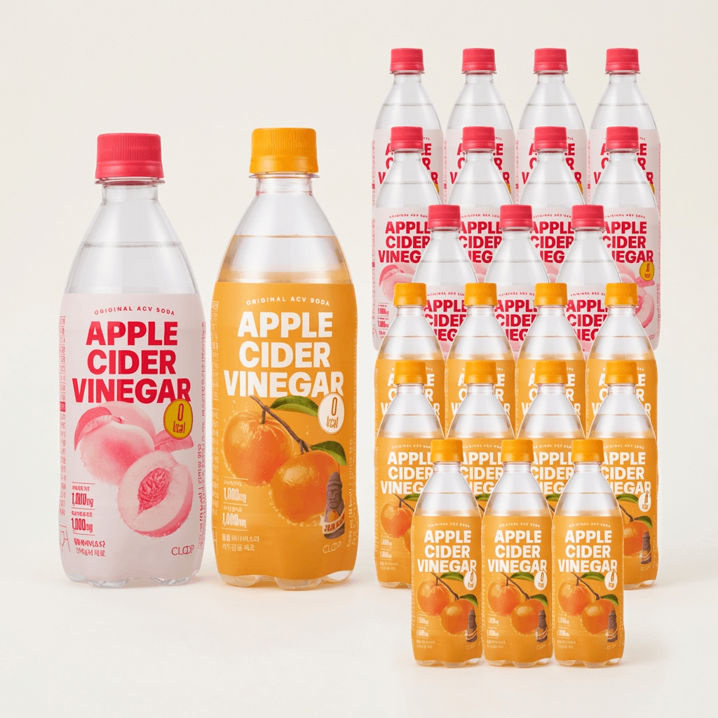클룹 애사비소다 제로, 신비복숭아 500ml 12개 + 제주감귤 500ml 12개, 24개