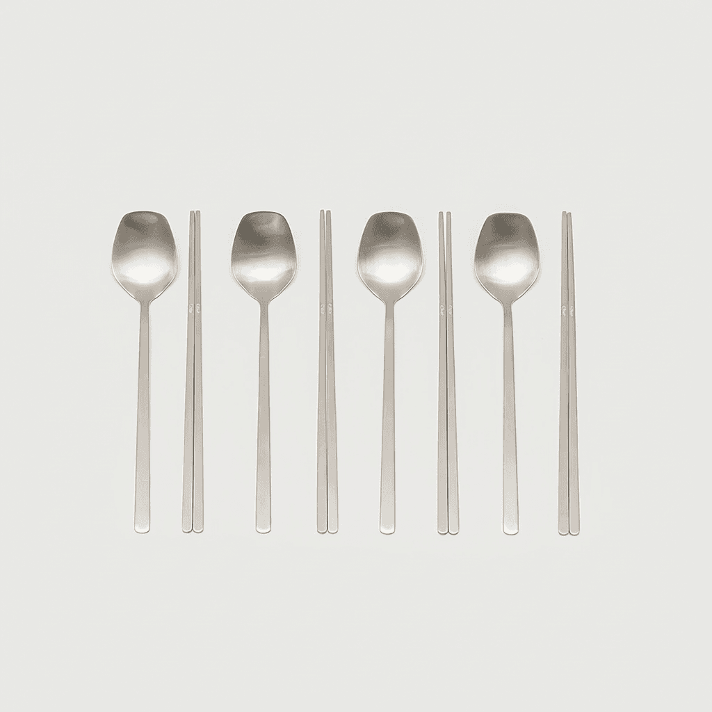 메종오브제 딜라잇 샤틴 실버 수저세트, 디너 스푼, 4P + 젓가락, 4P