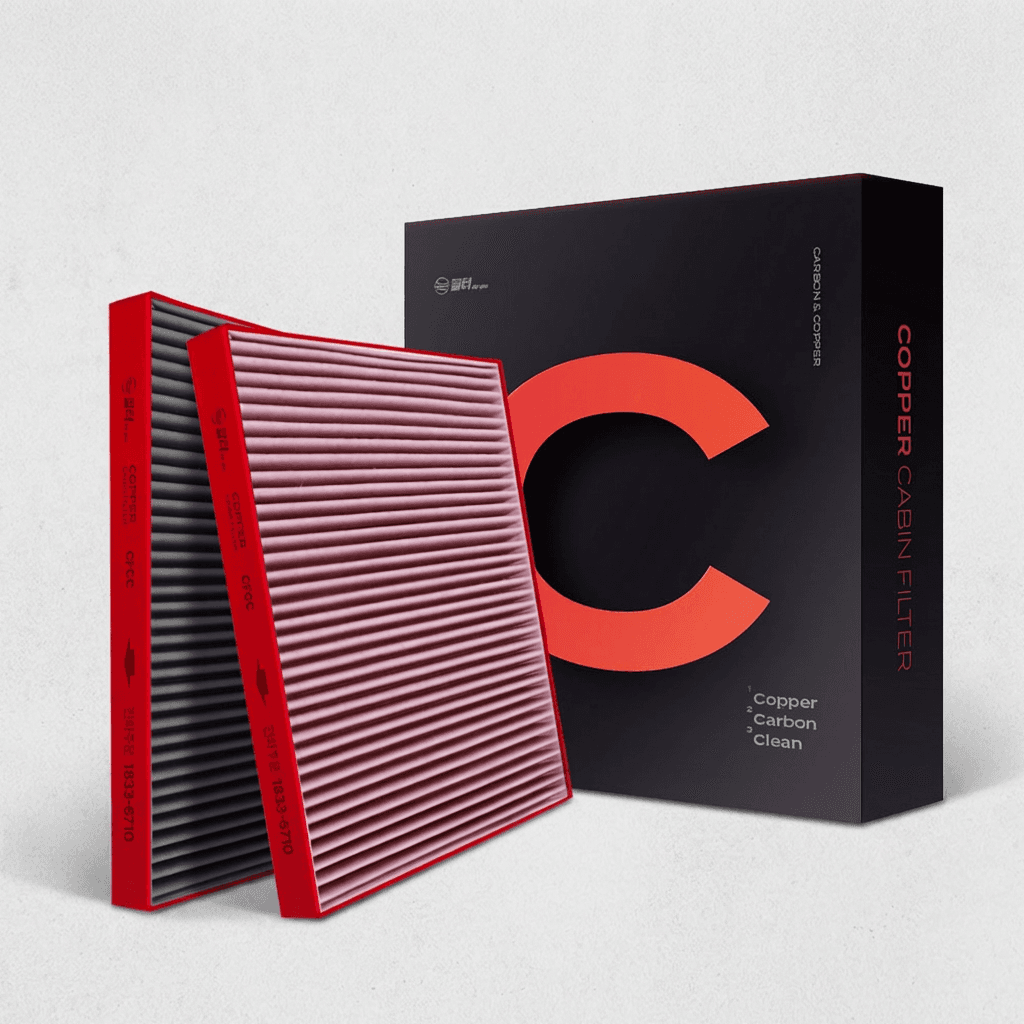 필터포유 구리 활성탄 차량용 에어컨 필터, 카본코퍼 CFCC001, 2개입, 1박스