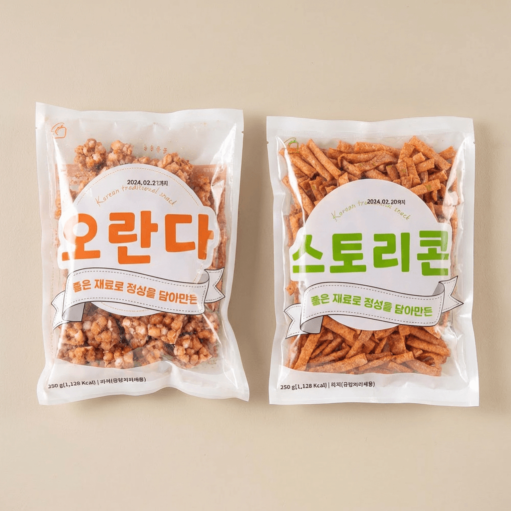 추억의 옛날 과자 4종 모음, 오란다 250g 1봉 + 스토리콘 250g 1봉 + 고구마형 270g 1봉 + 왕소라 270g 1봉, 1세트