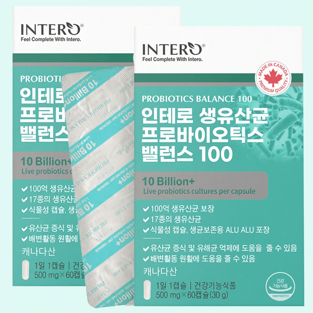 인테로 생유산균 프로바이오틱스 밸런스 100, 500mg, 60캡슐, 2박스