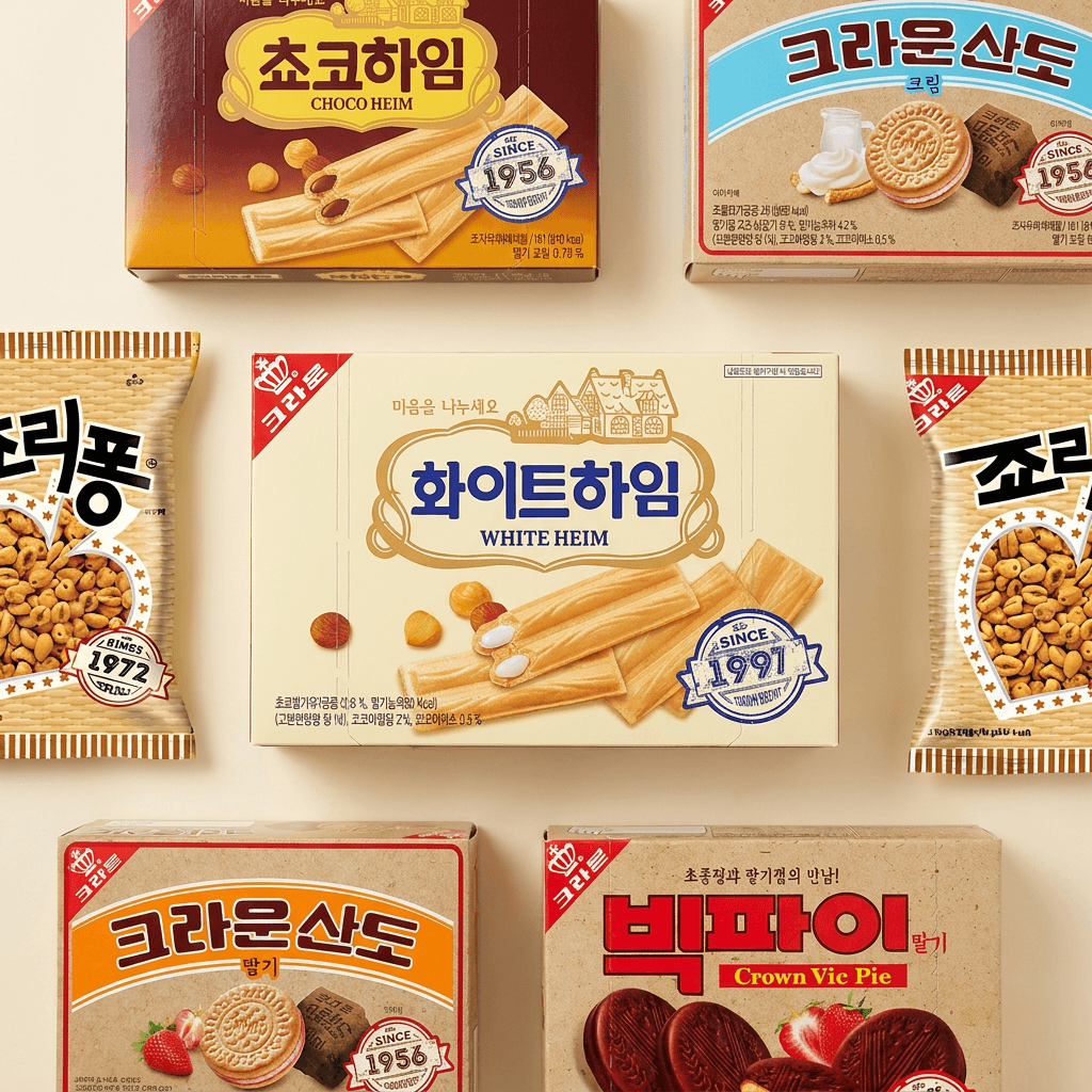 크라운제과 레트로 6종 과자 간식세트, 6개, 1세트