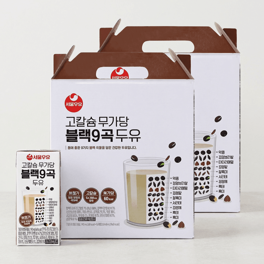 서울우유 고칼슘 무가당 블랙9곡 두유, 190ml, 32개