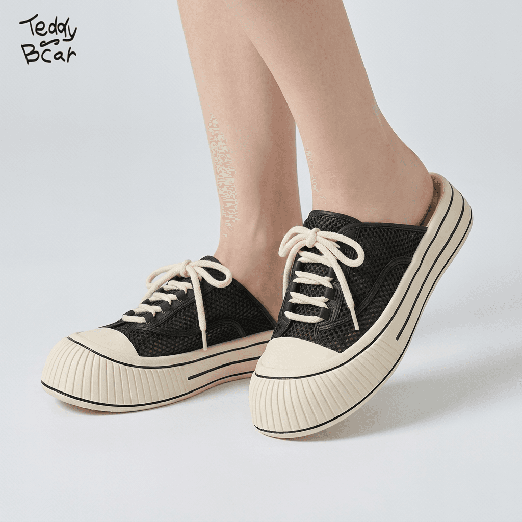 TR테디베어 데일리 펀칭 스니커즈 뮬, 블랙, 245mm, 1개