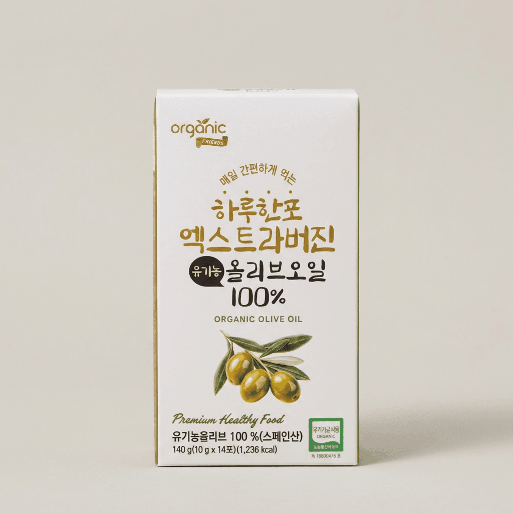 오가닉프렌즈 하루한포 엑스트라버진 유기농 올리브오일 100%, 14포, 140g, 2개