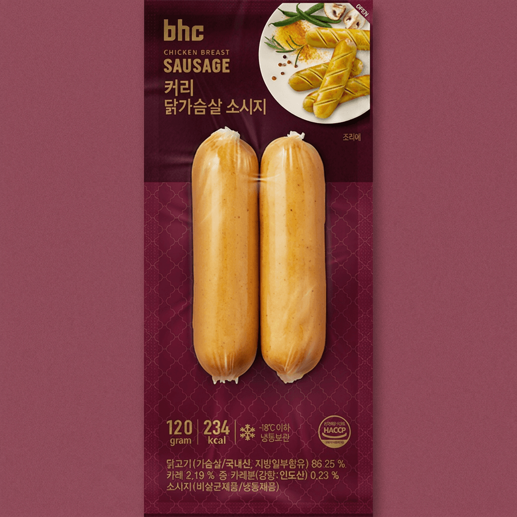 Bhc 커리 닭가슴살 소시지, 120g, 10개