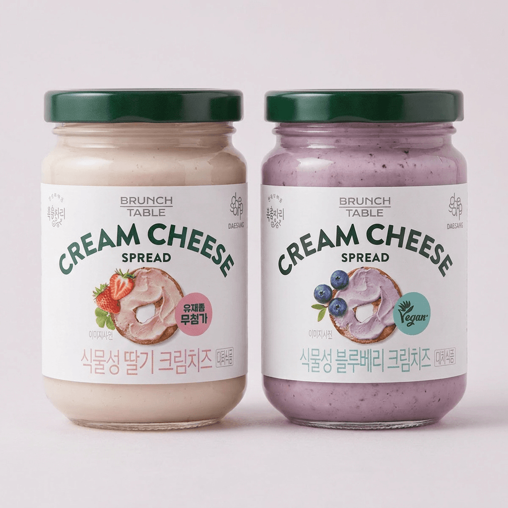 복음자리 식물성 크림치즈, 딸기 190g 1개 + 블루베리크 190g 1개, 2개