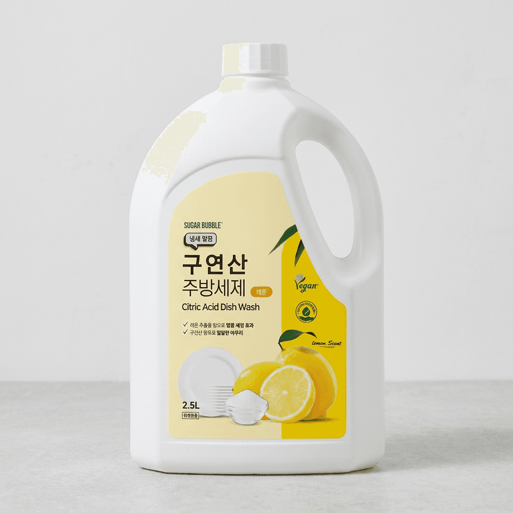 슈가버블 냄새 말끔 구연산 주방세제 레몬, 2.5L, 2개