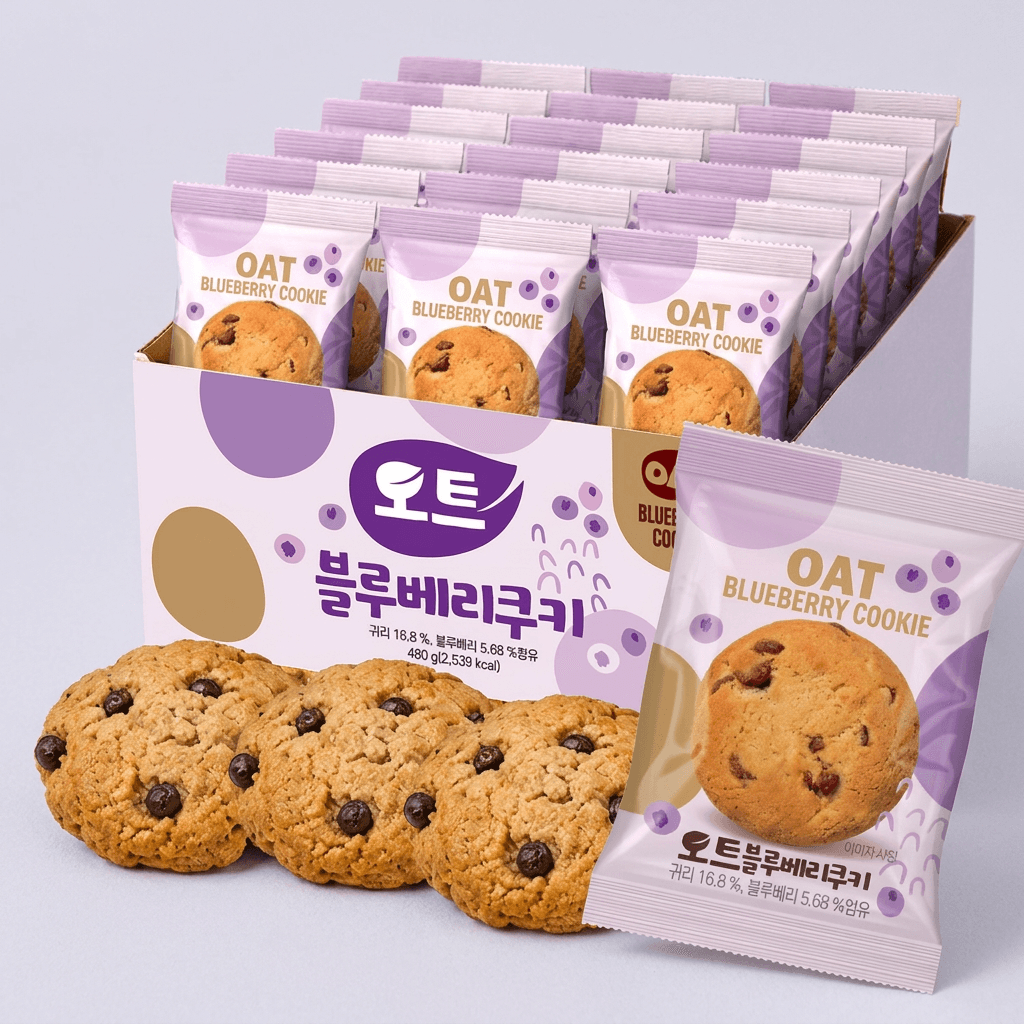 오트 오트블루베리쿠키, 블루베리맛, 트랜스지방 NO, 480g, 약 40봉, 1박스