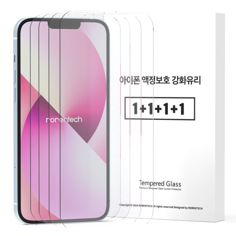 로랜텍 로글 강화유리 액정보호필름, 아이폰 17 호환, 4개입, 투명, 1세트