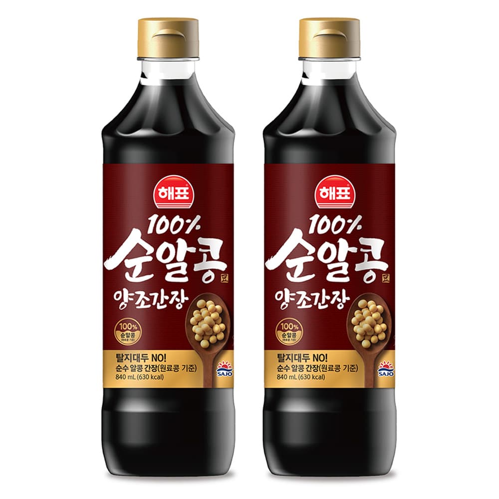 해표 순알콩 양조간장, 840ml, 2개