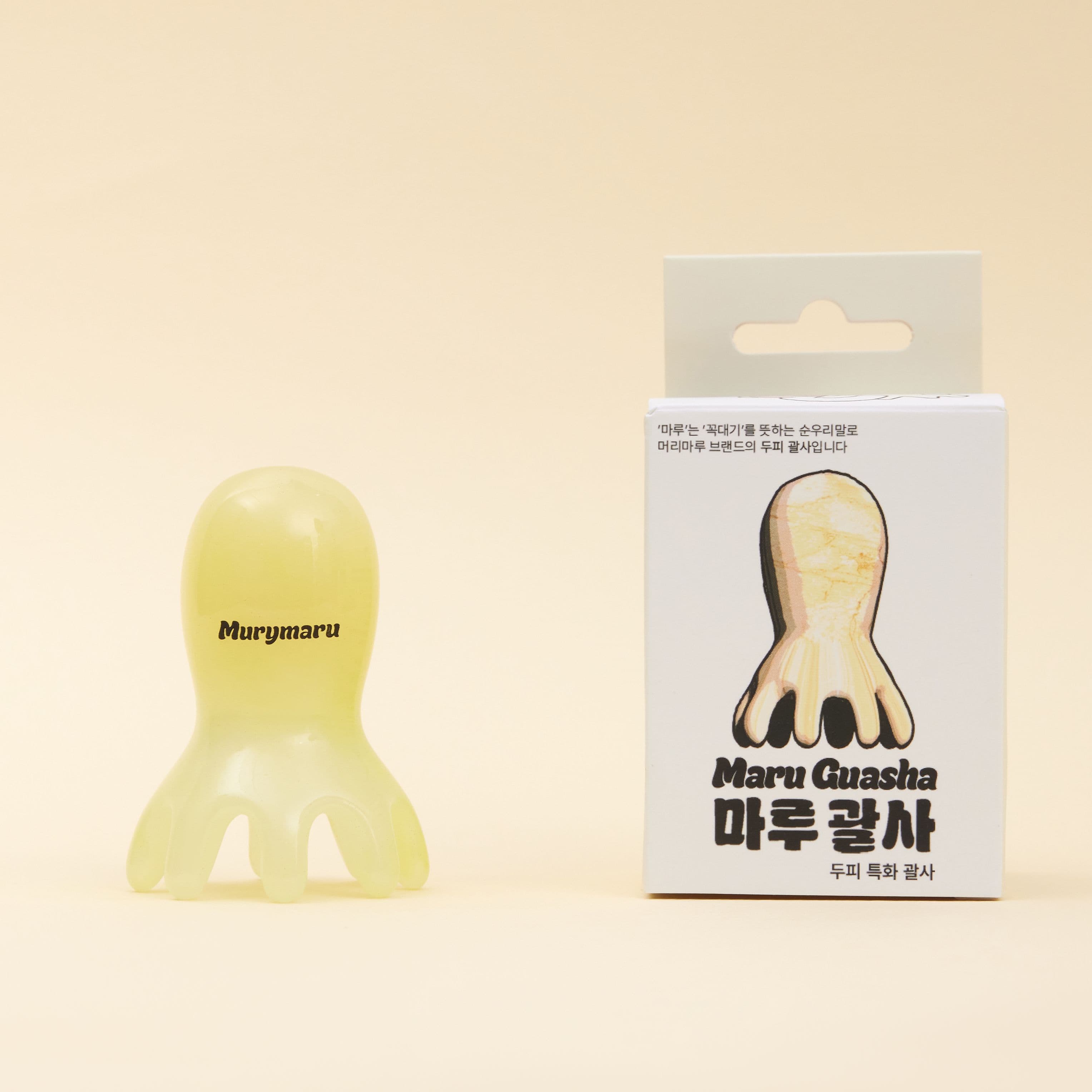 머리마루 문어 괄사 두피 마사지기, 레몬옐로우, 2개