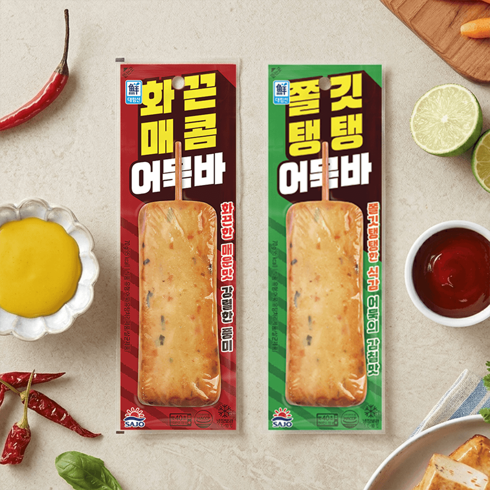 사조 쫄깃탱탱 어묵바 70g 10개 + 화끈매콤 어묵바 70g 10개, 총 20개