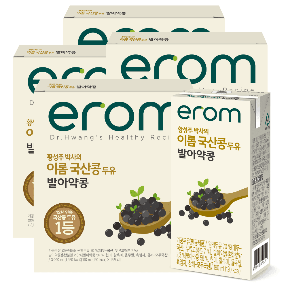 이롬 국내산 발아약콩 두유, 190ml, 64개