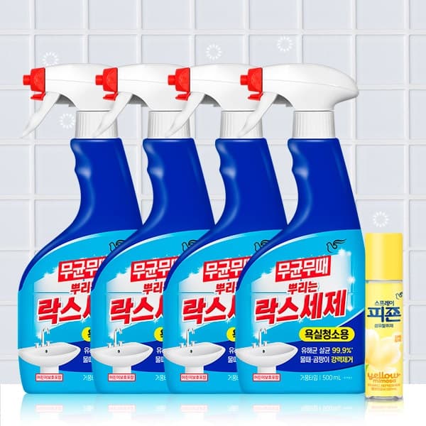 피죤 무균무때 뿌리는 락스세제 욕실청소용, 500ml, 4개